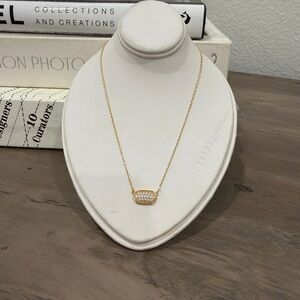 Gold Necklace with Crystal Accents 14k gold plated over stainless steel